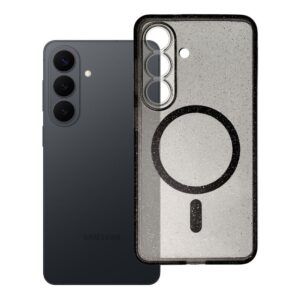 Clear Mag Cover case for Samsung S26 - Glitter compatible with MagSafe (STR / CAMERA PROTECTION) black glitter