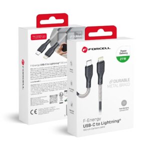 Forcell Cable USB C to Lightning F-Energy PD 3A 27W Carbon 1 m CB-01C black