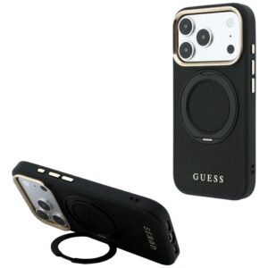 Guess Ring Stand 360 Grained Classic Logo MagSafe case for iPhone 18 Pro / 17 Pro black