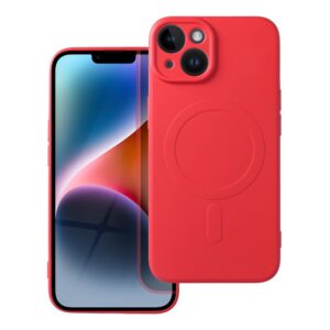Silicone Mag Cover case for iPhone 14 compatible with MagSafe (camera protection) red