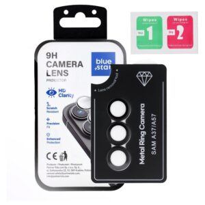 Blue Star Tempered Glass Camera Lens Protector for Samsung A37 Easy Install black
