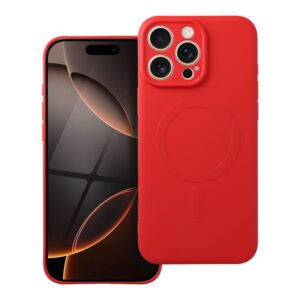 Silicone Mag Cover case for iPhone 16 PRO MAX compatible with MagSafe (camera protection) red