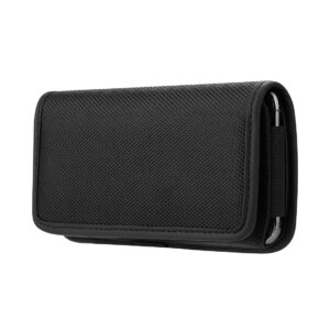 Oxford horizontal belt phone pouch for iPhone 11 / 11 Pro / 12 / 12 Pro / 13 / 13 Pro, Samsung Galaxy A10 / A41 / A50 / A51, Huawei P30 Lite / P40 / P8 / P9 Lite, Model 3, Black