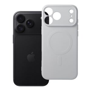 Silicone Mag Cover case for iPhone 18 Pro Max / 17 Pro Max compatible with MagSafe (camera protection) silver