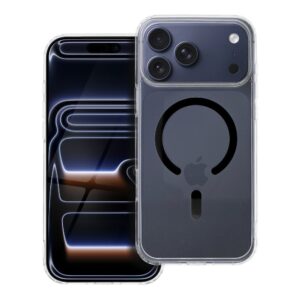 Case for iPhone 17 Pro Max / 18 Pro Max (low camera edge) Drop Glue Colorful Ring Mag Cover compatible with MagSafe black