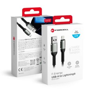 Forcell Cable USB A to Lightning F-Energy 2,4A 12W Cafule 0,5 m C257 black