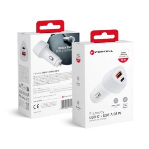 Forcell Car charger F-Energy Carbon USB C + USB A QC3.0 PD 3A 38W CC50-1A1C white