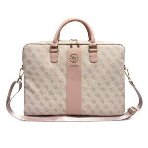 Guess PU 4G Stripe Metal Logo Computer Bag 16" Pink