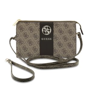 Guess PU 4G Stripe Metal Logo Handbag Brown