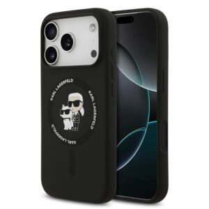 Karl Lagerfeld Liquid Silicone Karl and Choupette MagSafe Case for iPhone 18 Pro Max Black