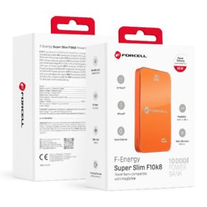 Forcell Powerbank compatible with MagSafe F-Energy SuperSlim F10K8 QC4.0 PD3.0 15W 10000 mAh orange