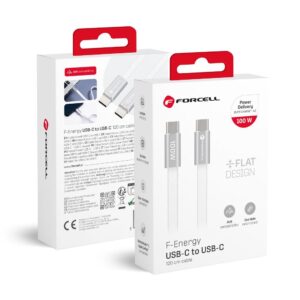 Forcell Cable USB C to USB C F-Energy QC4.0 PD 5A 100W Cafule Flat 1,2m CCFN23 white