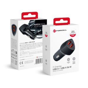 Forcell Car charger F-Energy Carbon 2 x USB A QC3.0 3A 36W CC50-2A black
