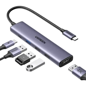 Hub multifunctional Ugreen Revodok 5-in-1 USB-C la HDMI USB-C USB-A Gri