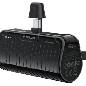 Powerbank Veger PlugOn (W0558) PD QC3.0 3A 20W 5000 mAh with a built-in connector Type C black