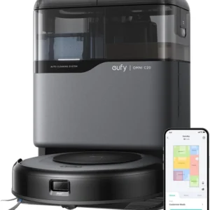 Aspirator robot eufy Omni C20 7.000 Pa Aspirator si Mop Statie All-In-one Tehnologie Mop Master™ Sac de praf de 3.1L Recipient de apa curata de 2.5L Negru