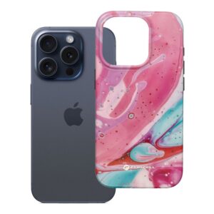 Forcell Case for iPhone 15 PRO F-Protect Mirage compatible with Magsafe Military Drop-Test pink marble