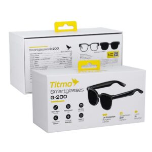 Titmo Smart AI glasses with music and recording, black glass, G-200, black