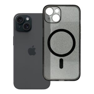 Clear Mag Cover case for iPhone 14 - Glitter (STR / CAMERA PROTECTION) compatible with MagSafe black glitter