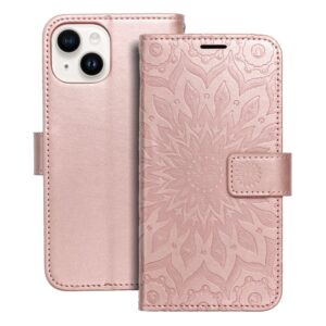 Mezzo Book flip case for iPhone 14 mandala rose gold