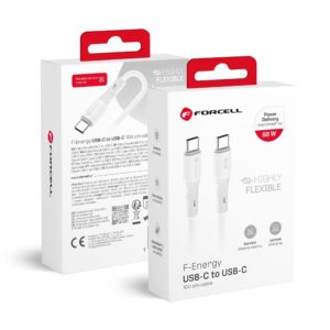 Forcell Cable USB C to USB C F-Energy QC4.0 PD 3A 60W Silicone 1 m C344 white