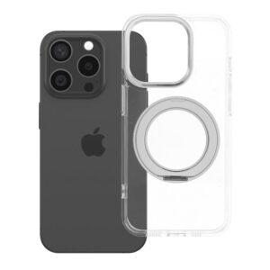 Case for iPhone 15 PRO Frame Circle Stand compatible with MagSafe transparent