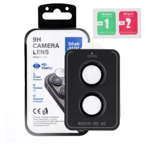 Blue Star Tempered Glass Camera Lens Protector for Xiaomi Redmi 15C Easy Install black