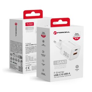 Forcell Phone charger F-Energy Mini GaN III USB C + USB A QC4.0 PD 30W VT-35 white 0INT