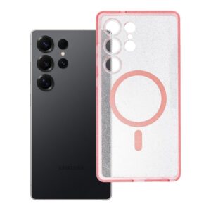 Clear Mag Cover case for Samsung S25 ULTRA - Glitter (STR) compatible with MagSafe pink glitter