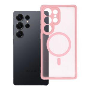 Full Matte Mag case for Samsung S25 ULTRA Cover compatible with MagSafe light pink