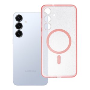 Clear Mag Cover case for Samsung S25 - Glitter (STR) compatible with MagSafe pink glitter