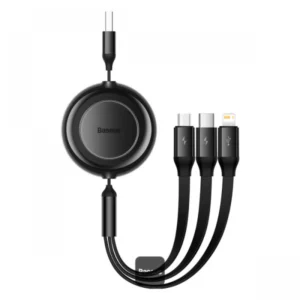 Cablu Baseus Bright Mirror 2 Series 3-in-1 retractabil Fast Charging 1xUSB-C 1xLightning 1xMicro-USB 1.1m Negru