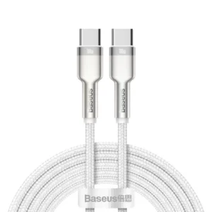 Cablu Baseus Cafule Series Metal USB-C la USB-C 100W 2m Alb