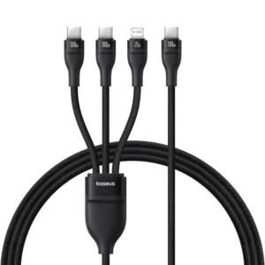 Cablu Baseus Flash Series 3-in-1 100W USB-C la 2x USB-C 1x Lightning 1.5m Negru
