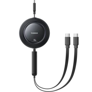 Cablu Baseus Free2Pull retractabil Fast Charging USB-C la 2x USB-C 100W 1.2m Negru