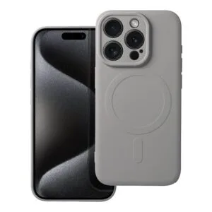 Silicone Mag Cover case for iPhone 15 PRO compatible with MagSafe (camera protection) titanium gray