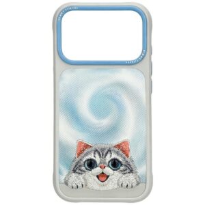 NIMMY case BIG EYED LYING SILVER SHADED CAT compatible with MagSafe for IPHONE 18 Pro Max/17 Pro Max grey