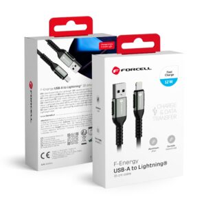 Forcell Cable USB A to Lightning F-Energy 2,4A 12W Cafule 0,25 m C257 black