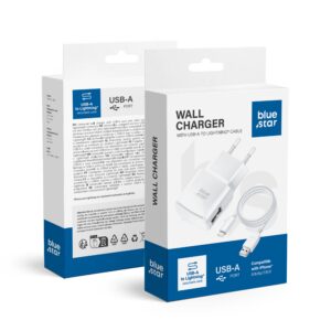 Blue Star Phone charger USB A 1A 5W + cable USB A To Lightning TFK-TC-1100B white