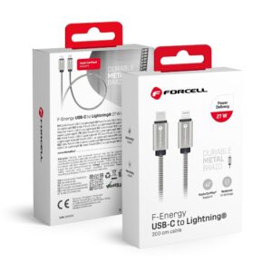 Forcell Cable USB C to Lightning F-Energy PD 3A 27W Metal 2 m C238 silver