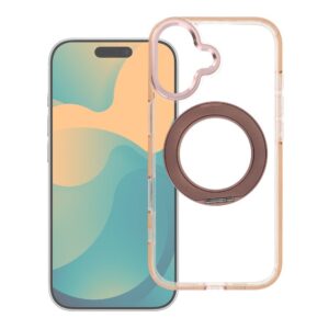 Case for iPhone 14 Frame Circle Stand compatible with MagSafe gold