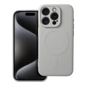 Silicone Mag Cover case for iPhone 15 PRO compatible with MagSafe (camera protection) titanium