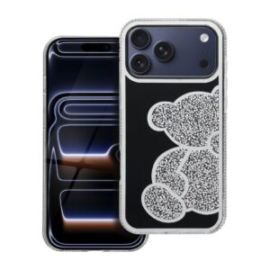 Teddy Bear case for iPhone 17 Pro Max / 18 Pro Max (low camera edge) silver
