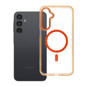 Frame Clear Hybrid Mag Cover case for Samsung A16 compatible with MagSafe hermes orange