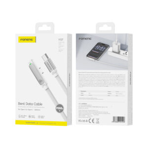 FONENG cable 90° elbow X127 USB-C - USB-C PD 60W 1.2M White