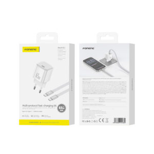 FONENG wall charger MAX41-EU GaN PD 65W 1xUSB-C + cable USB-C - USB-C White