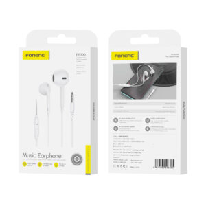 FONENG wired earphones EP100 JACK 3.5MM with microphone 1.2M White