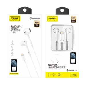 FONENG wired earphones T28 Lightning with microphone 1.2M White