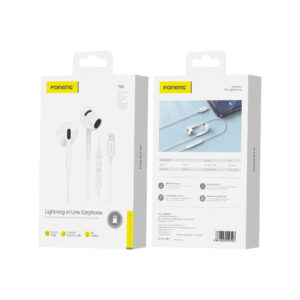 FONENG wired earphones T66 Lightning with microphone 1.2M White