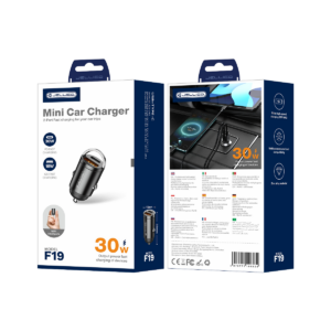 JELLICO car charger F19 PD 30W 1xUSB-C + 1xUSB QC3.0 Black